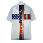 American Christian Cross Flag Print Hawaiian Shirt