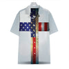 American Christian Cross Flag Print Hawaiian Shirt