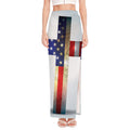 American Christian Cross Flag Print High Slit Maxi Skirt