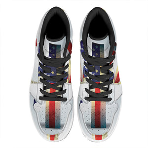 American Christian Cross Flag Print High Top Leather Sneakers