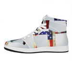 American Christian Cross Flag Print High Top Leather Sneakers