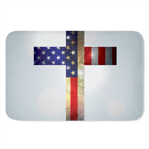 American Christian Cross Flag Print Indoor Door Mat