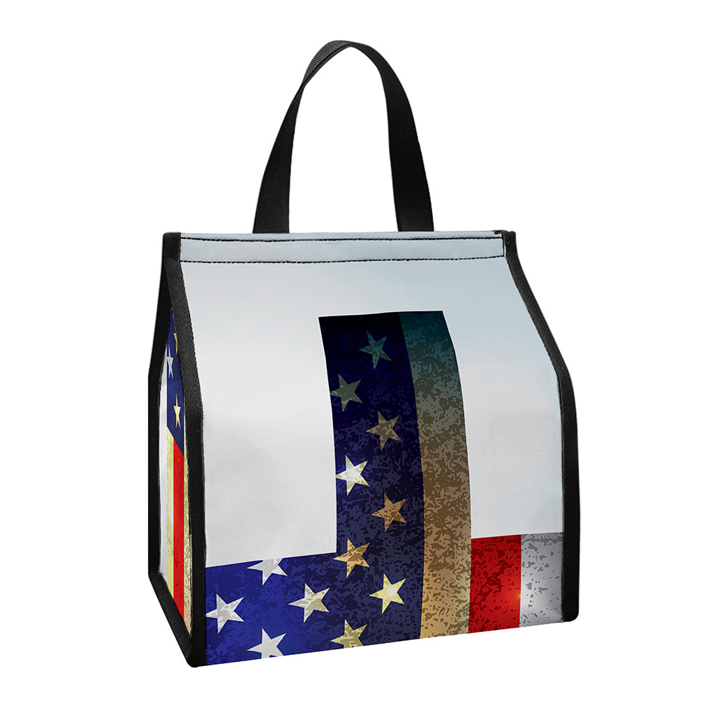 American Christian Cross Flag Print Insulated Lunch Tote