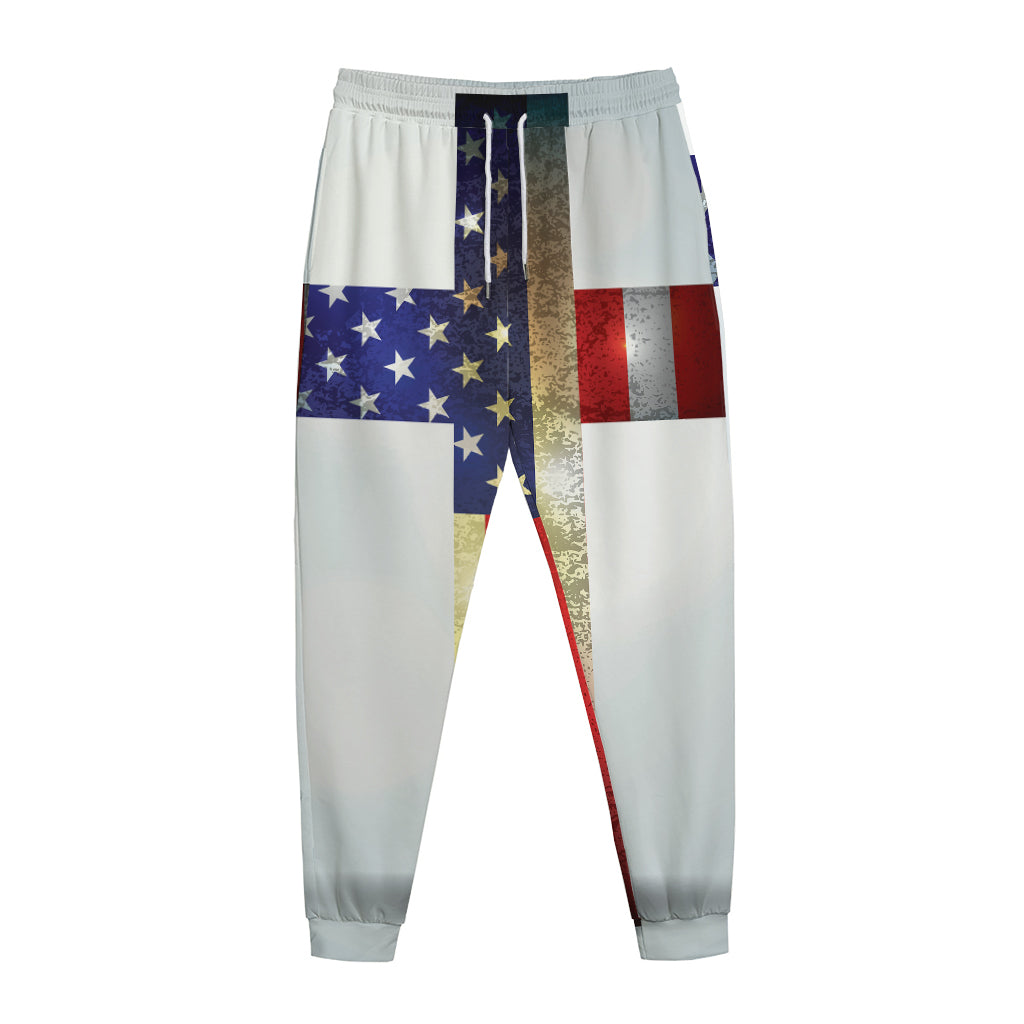 American Christian Cross Flag Print Jogger Pants