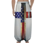 American Christian Cross Flag Print Lantern Pants