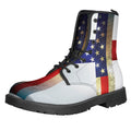 American Christian Cross Flag Print Lace-Up Boots