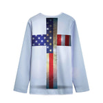 American Christian Cross Flag Print Long Sleeve Short Coat