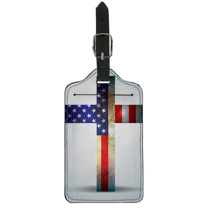 American Christian Cross Flag Print Luggage Tag