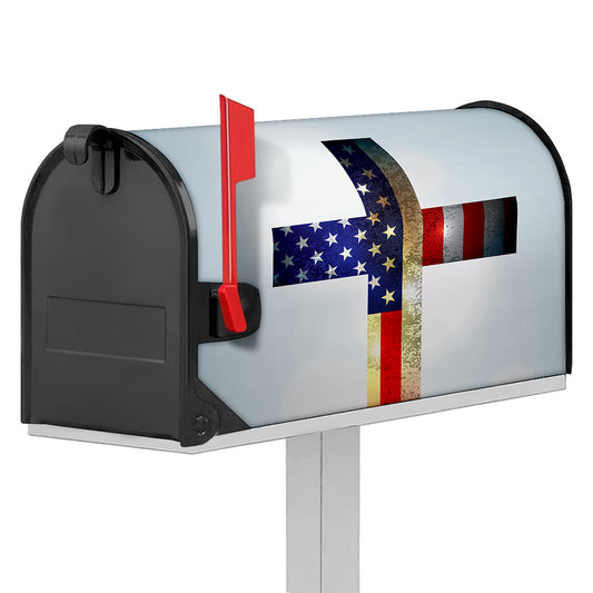 American Christian Cross Flag Print Mailbox Cover
