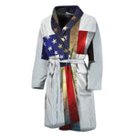 American Christian Cross Flag Print Men's Bathrobe