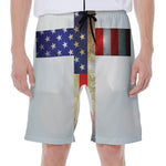 American Christian Cross Flag Print Men's Beach Shorts