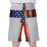 American Christian Cross Flag Print Men's Beach Shorts