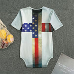 American Christian Cross Flag Print Men's Bodysuit