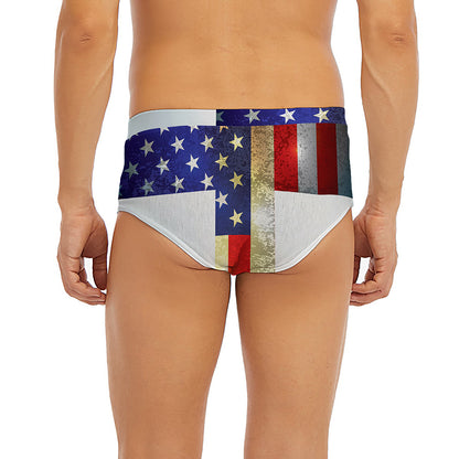American Christian Cross Flag Print Men's Briefs