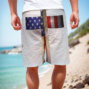 American Christian Cross Flag Print Men's Cargo Shorts