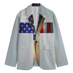 American Christian Cross Flag Print Men's Cotton Blazer