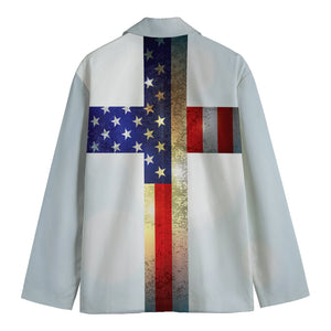 American Christian Cross Flag Print Men's Cotton Blazer