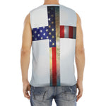 American Christian Cross Flag Print Men's Fitness Tank Top