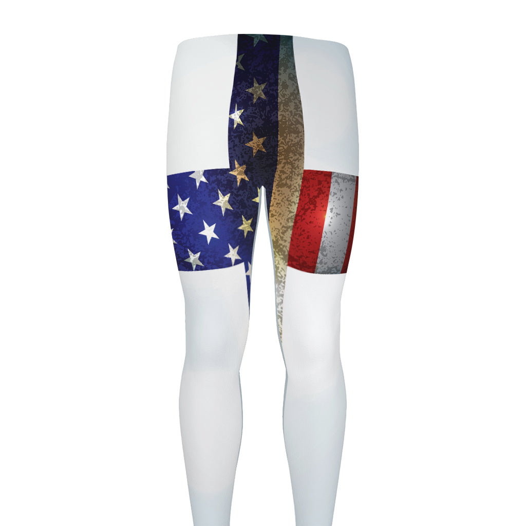 American Christian Cross Flag Print Men's leggings