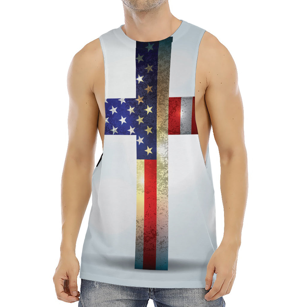 American Christian Cross Flag Print Men's Muscle Tank Top