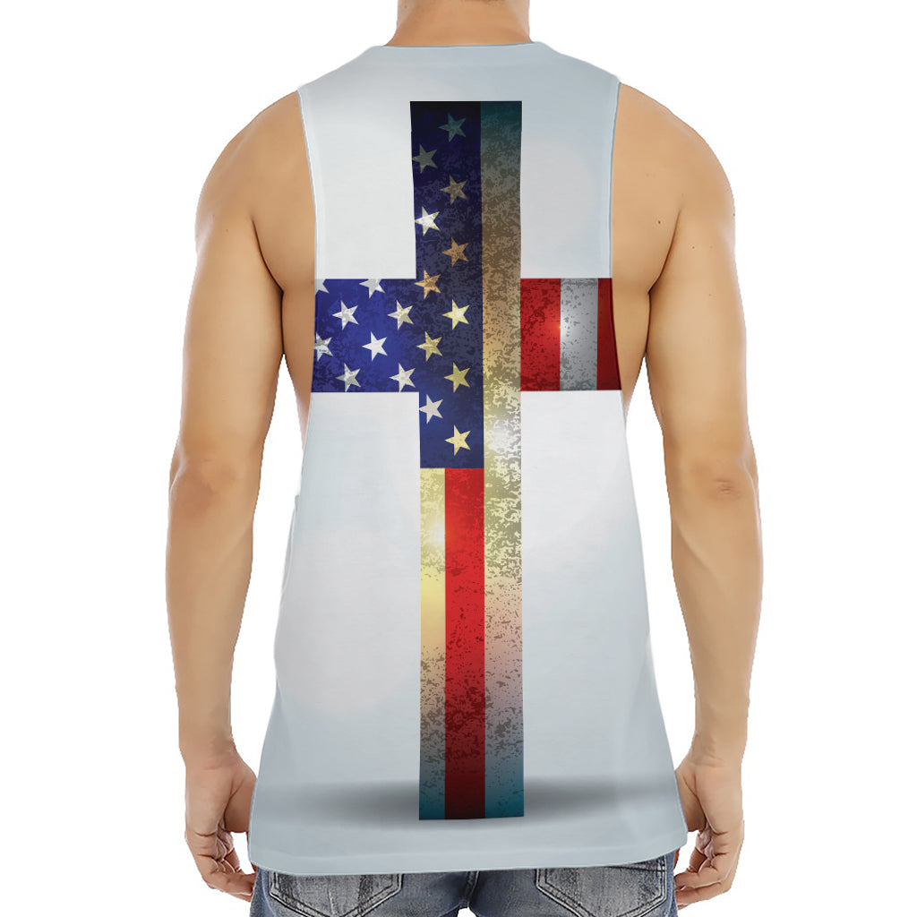 American Christian Cross Flag Print Men's Muscle Tank Top