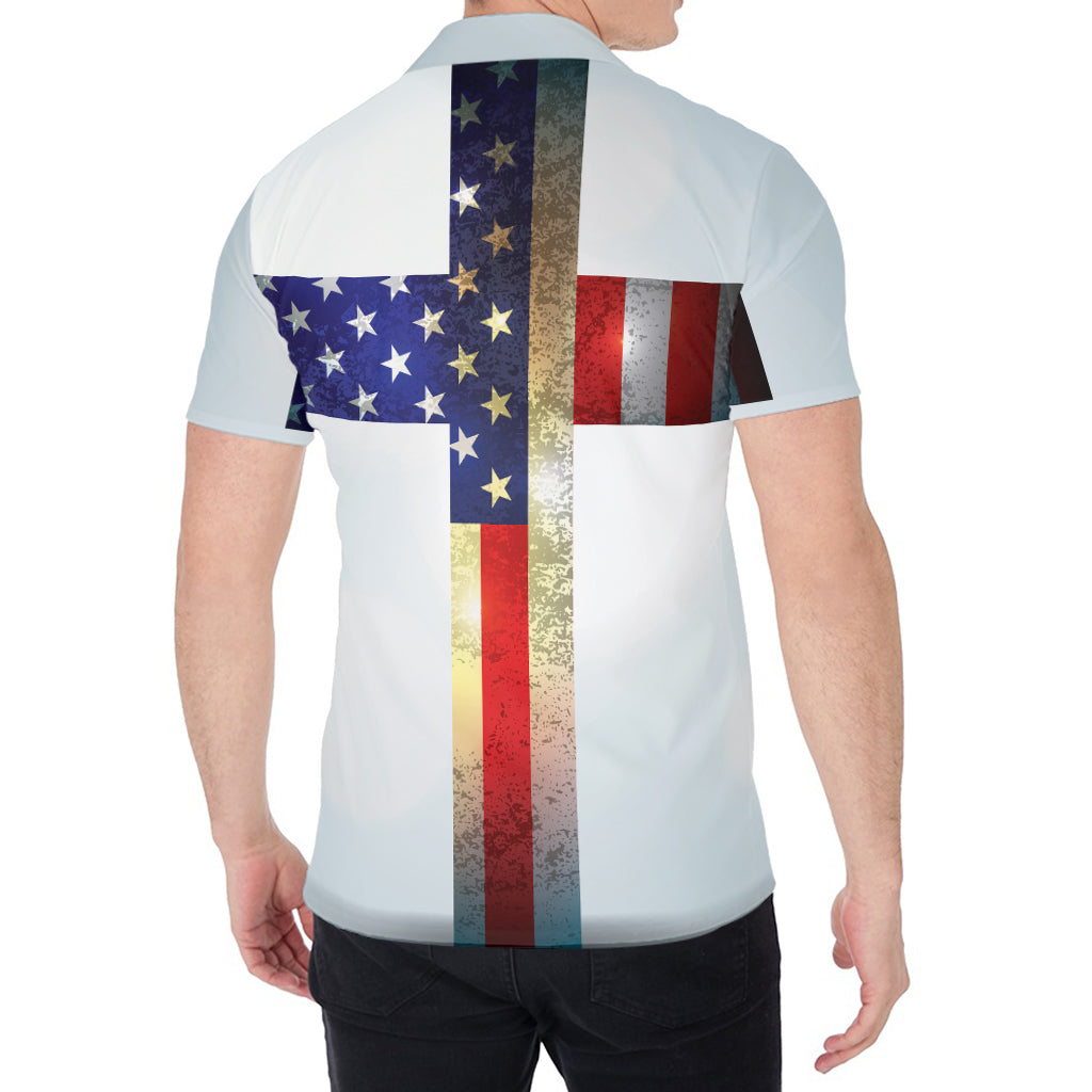 American Christian Cross Flag Print Men's Shirt