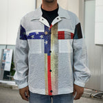 American Christian Cross Flag Print Men's Shirt Jacket