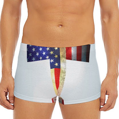 American Christian Cross Flag Print Men's Short Boxer Briefs