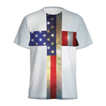 American Christian Cross Flag Print Men's Sports T-Shirt