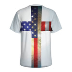 American Christian Cross Flag Print Men's Sports T-Shirt