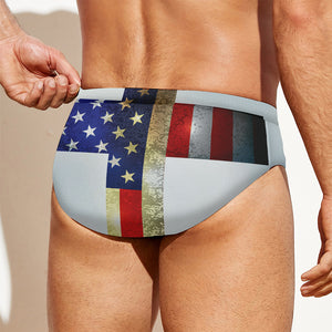 American Christian Cross Flag Print Men's Swim Briefs