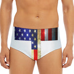 American Christian Cross Flag Print Men's Triangle Swim Briefs