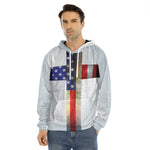 American Christian Cross Flag Print Men's Velvet Pullover Hoodie