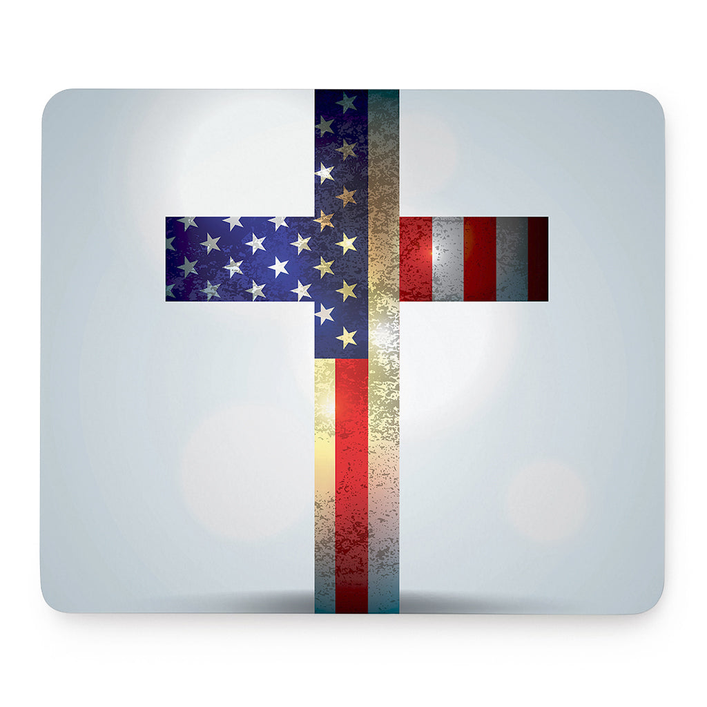 American Christian Cross Flag Print Mouse Pad