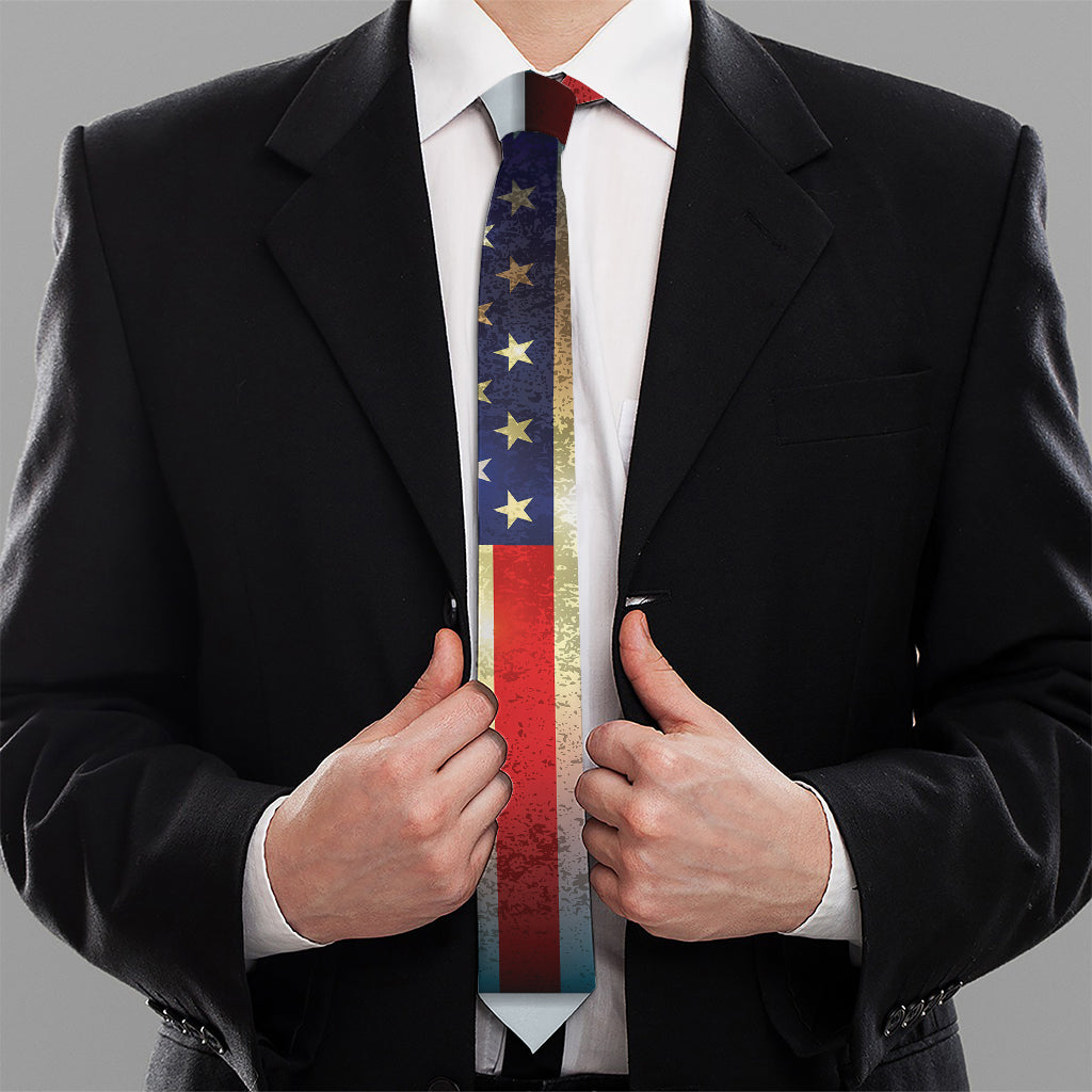 American Christian Cross Flag Print Necktie