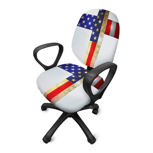 American Christian Cross Flag Print Office Chair Cover