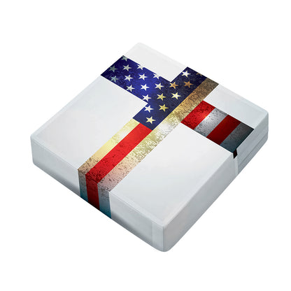 American Christian Cross Flag Print Outdoor Seat Cushion Cover