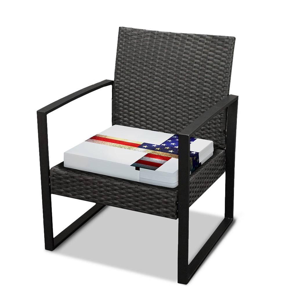 American Christian Cross Flag Print Outdoor Seat Cushion Cover