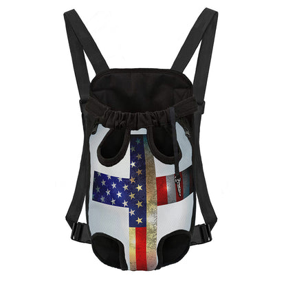American Christian Cross Flag Print Pet Carrier Backpack