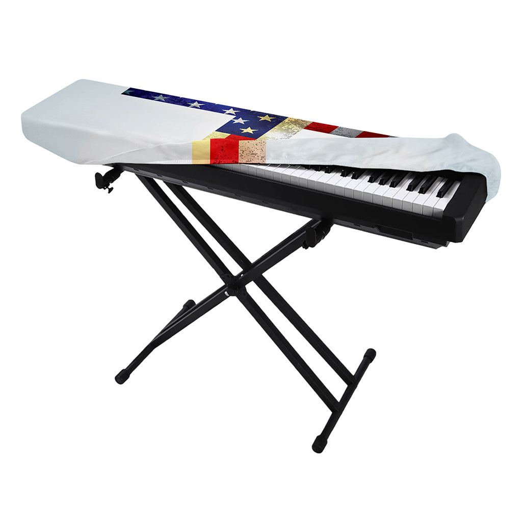 American Christian Cross Flag Print Piano Keyboard Cover