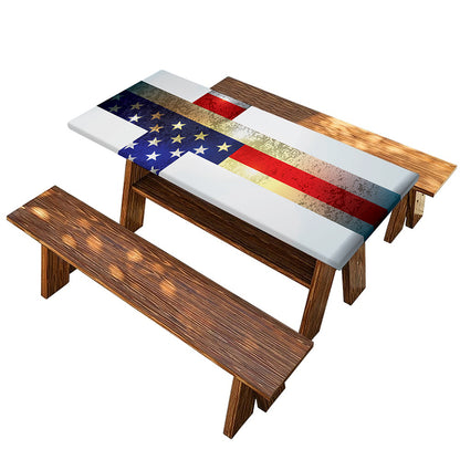 American Christian Cross Flag Print Picnic Table Cover