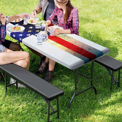 American Christian Cross Flag Print Picnic Table Cover
