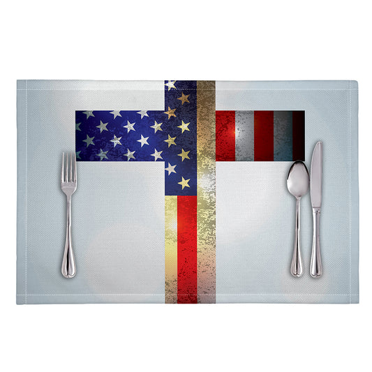 American Christian Cross Flag Print Placemat