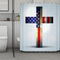 American Christian Cross Flag Print Polyester Shower Curtain