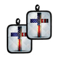 American Christian Cross Flag Print Pot Holders