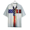 American Christian Cross Flag Print Rayon Hawaiian Shirt