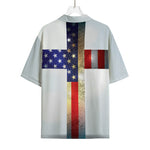 American Christian Cross Flag Print Rayon Hawaiian Shirt