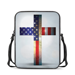 American Christian Cross Flag Print Rectangular Crossbody Bag