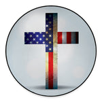 American Christian Cross Flag Print Round Floor Mat