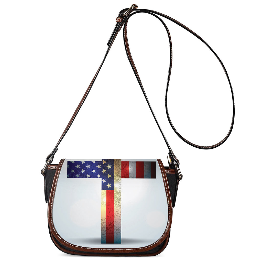 American Christian Cross Flag Print Saddle Bag